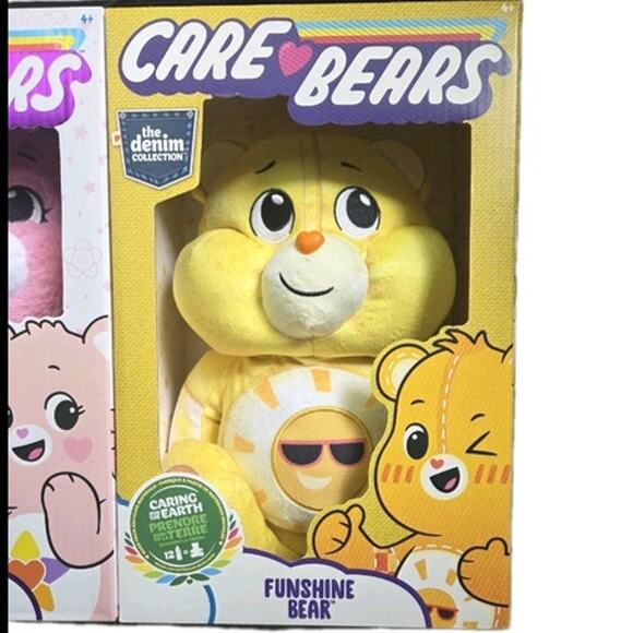Care Bear Bundle- True Heart Bear & Denim Funshine Bear Pink, Yellow 10 in - NEW - Picture 3 of 6